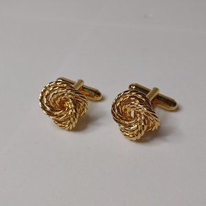Gold Tone Knot Bullet Back Cufflinks